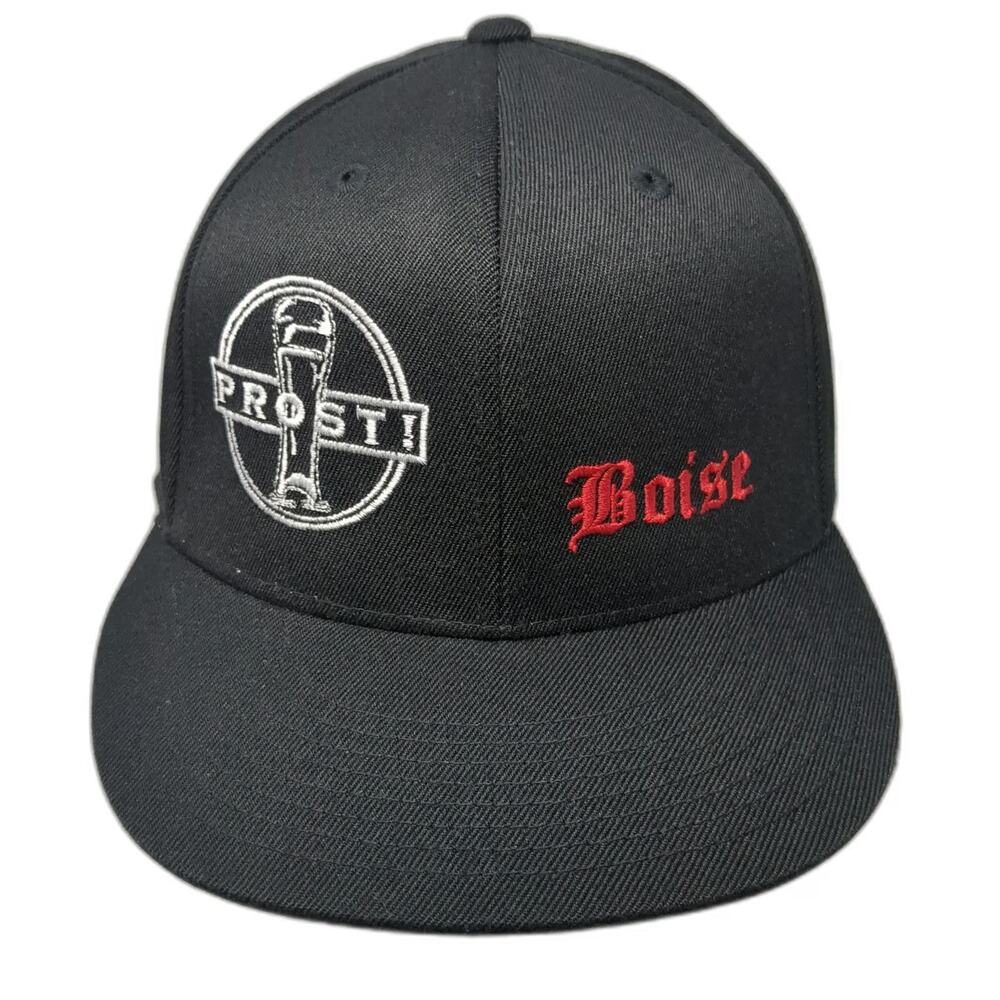 210 Fitted Baseball Cap Black 7 5/8 Prost Boise Stein Club Member Beer Hat